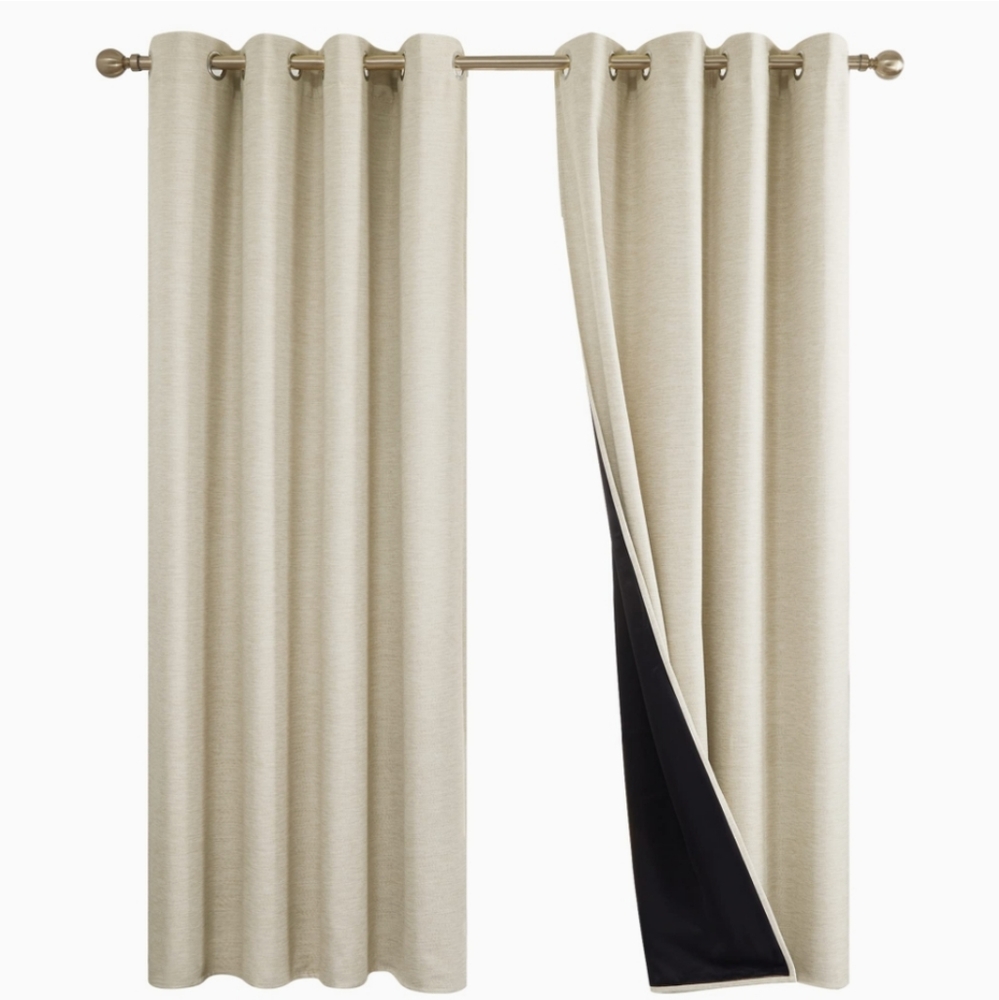 Pinzon set of 2, Blackout Curtains - Linen-look - Beige